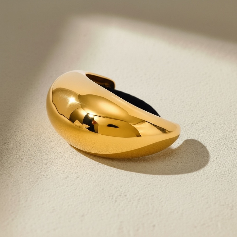 18K Gold Plated Sculptural Chunky Modern Ponytail Cuff Hair Tie